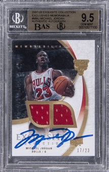 2007/08 UD "Exquisite Collection" Exclusives Memorabilia #MMJ Michael Jordan Signed Game Used Patch Card (#17/23) – BGS GEM MT 9.5/BGS 10